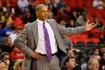 ATLANTA, GA - MARCH 10:  Head coach Trent Johnson of the LSU Tigers reacts during their game against the Vanderbilt Commodores in the first round of the SEC Men's Basketball Tournament at the Georgia Dome on March 10, 2011 in Atlanta, Georgia.  (Photo by Kevin C. Cox/Getty Images)