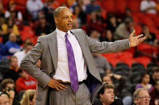 ATLANTA, GA - MARCH 10:  Head coach Trent Johnson of the LSU Tigers reacts during their game against the Vanderbilt Commodores in the first round of the SEC Men's Basketball Tournament at the Georgia Dome on March 10, 2011 in Atlanta, Georgia.  (Photo by Kevin C. Cox/Getty Images)