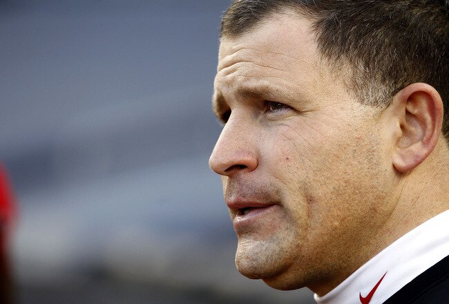 NEW YORK - DECEMBER 30:  Rutgers Scarlet Knights head coach Greg Schiano waits to take the field against the Iowa State Cyclones in the New Era Pinstripe Bowl at Yankee Stadium on December 30, 2011 in the Bronx Borough of New York City.  (Photo by Jeff Zelevansky/Getty Images)