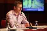 OTTAWA, ON - JANUARY 26:  Daniel Alfredsson of the Ottawa Senators answers quaestions from the media during a media availabilty prior to the 2012 NHL All-Star Game Fantasy Draft at Hilton Lac Leamy on January 26, 2012 in Ottawa, Canada.  (Photo by Bruce Bennett/Getty Images)