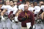 ANN ARBOR, MI - OCTOBER 01:  Head coach Jerry Kill of the Minnesota Golden Gophers stands on the sidelines before the game against the Michigan Wolverines at Michigan Stadium on October 1, 2011 in Ann Arbor, Michigan.  (Photo by Leon Halip/Getty Images)