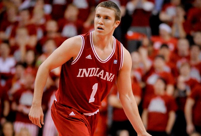 LINCOLN, NE - JANUARY 18: Jordan Hulls #1 of the Indiana Hoosiers looks to score during their game against the Nebraska Cornhuskers at The Devany Center January 18, 2012 in Lincoln, Nebraska. Nebraska upset Indiana 70-69. (Photo by Eric Francis/Getty Images)