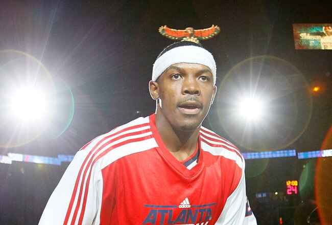 ATLANTA, GA - MAY 12:  Joe Johnson #2 of the Atlanta Hawks walks onto the court during introductions before facing the Chicago Bulls in Game Six of the Eastern Conference Semifinals in the 2011 NBA Playoffs at Phillips Arena on May 12, 2011 in Atlanta, Georgia.  NOTE TO USER: User expressly acknowledges and agrees that, by downloading and/or using this photograph, User is consenting to the terms and conditions of the Getty Images License Agreement.  (Photo by Kevin C. Cox/Getty Images)