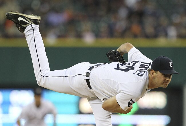 DETROIT - SEPTEMBER 22: Jacob Turner #50 of the Detroit Tigers pitches in the first inning during the game against the Baltimore Orioles at Comerica Park on September 22, 2011 in Detroit, Michigan.  (Photo by Leon Halip/Getty Images)