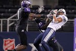 ARLINGTON, TX - OCTOBER 28:  Ross Apo #11 of the BYU Cougars catches a pass during a game against the TCU Horned Frogs at Cowboys Stadium on October 28, 2011 in Arlington, Texas.  (Photo by Sarah Glenn/Getty Images)
