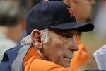 ARLINGTON, TX - OCTOBER 15:  Manager Jim Leyland of the Detroit Tigers looks on prior to Game Six of the American League Championship Series against the Texas Rangers at Rangers Ballpark in Arlington on October 15, 2011 in Arlington, Texas.  (Photo by Harry How/Getty Images)