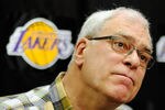 EL SEGUNDO, CA - MAY 11:  Phil Jackson, coach of the Los Angeles Lakers, speaks during his last official Lakers news conference at the team's training facility on May 11, 2011 in El Segundo, California. The Lakers were swept out of their best of seven series with the Dallas Mavericks four games to none. NOTE TO USER: User expressly acknowledges and agrees that, by downloading and or using this photograph, User is consenting to the terms and conditions of the Getty Images License Agreement.  (Photo by Kevork Djansezian/Getty Images)