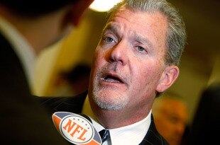 NEW ORLEANS, LA - MARCH 21:  Indianapolis Colts NFL team owner Jim Irsay address the media at the Roosevelt Hotelon March 21, 2011 in New Orleans, Louisiana. Despite a NFL owners imposed lockout in effect since March 12, the league is conducting it's annual owners meeting in New Orleans.  (Photo by Sean Gardner/Getty Images)