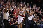 PORTLAND, OR - APRIL 24:  Nicolas Batum #88 of the Portland Trail Blazers reacts near the end of the 96-87 defeat of the Phoenix Suns during Game Four of the Western Conference Quarterfinals of the NBA Playoffs on April 24, 2010 at the Rose Garden in Portland, Oregon. NOTE TO USER: User expressly acknowledges and agrees that, by downloading and or using this Photograph, user is consenting to the terms and conditions of the Getty Images License Agreement. (Photo by Otto Greule Jr/Getty Images)
