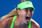 MELBOURNE, AUSTRALIA - JANUARY 26:  Maria Sharapova of Russia celebrates match point in her semifinal match against Petra Kvitova of the Czech Republic during day eleven of the 2012 Australian Open at Melbourne Park on January 26, 2012 in Melbourne, Australia.  (Photo by Mark Dadswell/Getty Images)