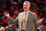 NEW YORK - NOVEMBER 19: Head coach Bruce Weber of the Illinois Fighting Illini disputes a call against the Maryland Terrapins during the 2k Sports Classic at Madison Square Garden on November 19, 2010 in New York, New York.  (Photo by Chris McGrath/Getty Images)