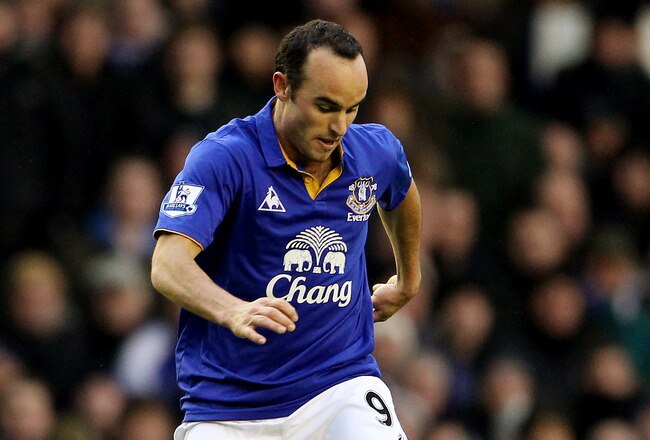 LIVERPOOL, ENGLAND - JANUARY 21:  Landon Donovan of Everton in action during the Barclays Premier League match between Everton and Blackburn Rovers at Goodison Park on January 21, 2012 in Liverpool, England.  (Photo by Scott Heavey/Getty Images)