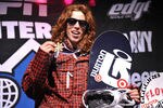 ASPEN, CO - JANUARY 25: Shaun White of Carlsbad, California celebrates as he takes the podium for the gold medal in the Men's Snowboard Superpipe Final at Winter X Games 13 on Buttermilk Mountain on January 25, 2009 in Aspen, Colorado. White became the first to earn back to back Men's Snowboard Superpipe gold medals.  (Photo by Jonathan Moore/Getty Images)