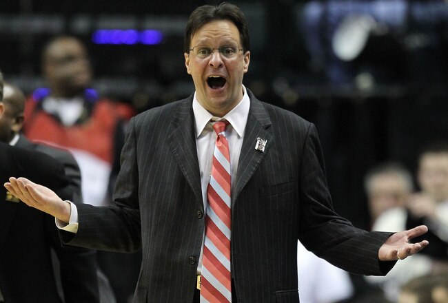INDIANAPOLIS, IN - MARCH 10:  Head coach Tom Crean of the Indiana Hoosiers reacts against the Penn State Nittany Lions during the first round of the 2011 Big Ten Men's Basketball Tournament at Conseco Fieldhouse on March 10, 2011 in Indianapolis, Indiana.  (Photo by Andy Lyons/Getty Images)