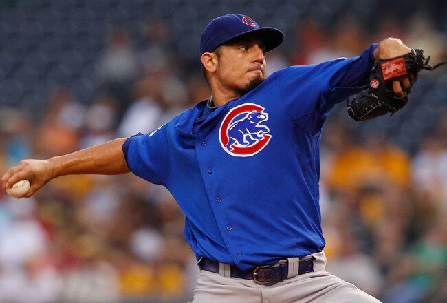 PITTSBURGH - AUGUST 03:  Matt Garza #17 of the Chicago Cubs pitches against the Pittsburgh Pirates during the game on August 3, 2011 at PNC Park in Pittsburgh, Pennsylvania.  (Photo by Jared Wickerham/Getty Images)
