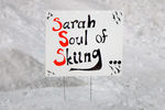 ASPEN, CO - JANUARY 27:  A sign is posted in the halfpipe commemorating skier Sarah Burke at the Winter X Games 2012 at Buttermilk Mountain on January 27, 2012 in Aspen, Colorado. Burke died January 19, 2012 from injuries sustained in a skiing accident.  (Photo by Doug Pensinger/Getty Images)