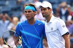 NEW YORK, NY - SEPTEMBER 12:   (L-R) Rafael Nadal of Spain and Novak Djokovic of Serbia pose for a photo prior to playing against each other during the Men's Final on Day Fifteen of the 2011 US Open at the USTA Billie Jean King National Tennis Center on September 12, 2011 in the Flushing neighborhood of the Queens borough of New York City.  (Photo by Clive Brunskill/Getty Images)