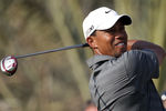 ABU DHABI, UNITED ARAB EMIRATES - JANUARY 28:  Tiger Woods of the USA in action during the third round of Abu Dhabi HSBC Golf Championship at the Abu Dhabi HSBC Golf Championship on January 28, 2012 in Abu Dhabi, United Arab Emirates.  (Photo by Ross Kinnaird/Getty Images)