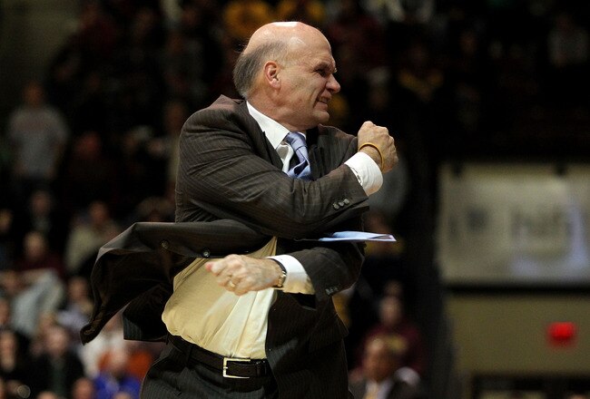 PHILADELPHIA, PA - DECEMBER 08:  Head coach Phil Martelli of the St. Joseph's Hawks reacts as he coaches in the second half against the Minnesota Golden Gophers at Michael J. Hagan Arena on December 8, 2010 in Philadelphia, Pennsylvania.  (Photo by Chris Chambers/Getty Images)