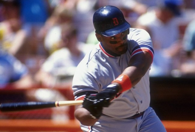 1991:  Cecil Fielder of the Detroit Tigers swings at a pitch during a game against the California Angels in Anaheim, California. Mandatory Credit: Ken Levine  /Allsport