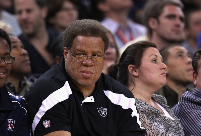 OAKLAND, CA - JANUARY 10:  Oakland Raiders new general manager Reggie McKenzie watches the Golden State Warriors play the Miami Heat at Oracle Arena on January 10, 2012 in Oakland, California.  NOTE TO USER: User expressly acknowledges and agrees that, by downloading and or using this photograph, User is consenting to the terms and conditions of the Getty Images License Agreement.  (Photo by Ezra Shaw/Getty Images)