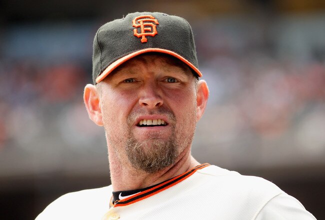 SAN FRANCISCO, CA - SEPTEMBER 04:  Aubrey Huff #17 of the San Francisco Giants stands in the dugout during their game against the Arizona Diamondbacks at AT&T Park on September 4, 2011 in San Francisco, California.  (Photo by Ezra Shaw/Getty Images)