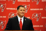 TAMPA, FL - JANUARY 27:  Coach Greg Schiano of the Tampa Bay Buccaneers speaks to the media at an introduction press conference at the team training facility January 27, 2012 in Tampa, Florida. (Photo by Al Messerschmidt/Getty Images)