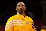 MIAMI, FL - JANUARY 19:  Kobe Bryant #24 of the Los Angeles Lakers looks on during a game against the Miami Heat at American Airlines Arena on January 19, 2012 in Miami, Florida. NOTE TO USER: User expressly acknowledges and agrees that, by downloading and/or using this Photograph, User is consenting to the terms and conditions of the Getty Images License Agreement.  (Photo by Mike Ehrmann/Getty Images)