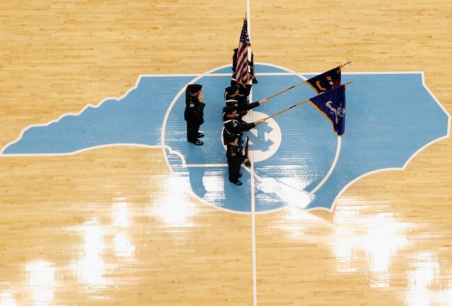 CHAPEL HILL, NC - JANUARY 29:  The national anthem is sung before the Georgia Tech Yellow Jackets against the North Carolina Tar Heels at the Dean Smith Center on January 29, 2012 in Chapel Hill, North Carolina.  (Photo by Streeter Lecka/Getty Images)