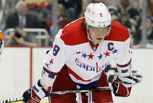 PITTSBURGH, PA - JANUARY 22:  Alex Ovechkin #8 of the Washington Capitals looks on against the Pittsburgh Penguins during the game at Consol Energy Center on January 22, 2012 in Pittsburgh, Pennsylvania.  (Photo by Justin K. Aller/Getty Images)