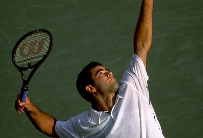12 Sep 1998:  Pete Sampras of the USA serves during the US Open at Flushing Meadow in New York. \ Mandatory Credit: Al Bello /Allsport