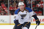 DETROIT, MI - JANUARY 23:  David Backes #42 of the St. Louis Blues skates against the Detroit Red Wings during their NHL game at Joe Louis Arena on January 23, 2012 in Detroit, Michigan.  (Photo by Dave Sandford/Getty Images)