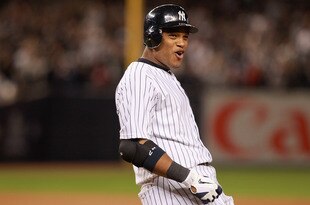 NEW YORK, NY - OCTOBER 06:  Robinson Cano #24 of the New York Yankees reacts after he hit an infield single in the bottom of the seventh inning against the Detroit Tigers during Game Five of the American League Championship Series at Yankee Stadium on October 6, 2011 in the Bronx borough of New York City.  (Photo by Nick Laham/Getty Images)