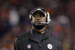 DENVER, CO - JANUARY 08:  Head coach Mike Tomlin of the Pittsburgh Steelers looks on during the AFC Wild Card Playoff game against the Denver Broncos at Sports Authority Field at Mile High on January 8, 2012 in Denver, Colorado.  (Photo by Jeff Gross/Getty Images)