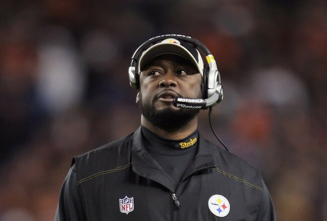 DENVER, CO - JANUARY 08:  Head coach Mike Tomlin of the Pittsburgh Steelers looks on during the AFC Wild Card Playoff game against the Denver Broncos at Sports Authority Field at Mile High on January 8, 2012 in Denver, Colorado.  (Photo by Jeff Gross/Getty Images)