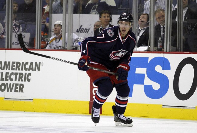 COLUMBUS, OH - OCTOBER 07:  Jeff Carter #7 of the Columbus Blue Jackets skates against the Nashville Predators during the game at Nationwide Arena on October 7, 2011 in Columbus, Ohio.  (Photo by Justin K. Aller/Getty Images)
