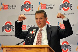 COLUMBUS, OH - NOVEMBER 28:  Urban Meyer speaks to the media after being introduced as the new head coach of Ohio State football on November 28, 2011 in Columbus, Ohio. (Photo by Jamie Sabau/Getty Images)