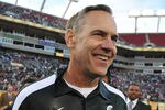 TMAPA, FL - JANUARY 02: Coach Mark Dantonio of the Michigan State Spartans smiles after a 33 - 30 victory against the Georgia Bulldogs in the Outback Bowl January 2, 2012 at Raymond James Stadium, Tampa Florida. (Photo by Al Messerschmidt/Getty Images)