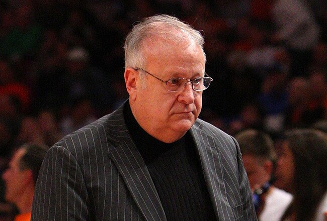 NEW YORK - MARCH 12:  Assistant coach Bernie Fine of the Syracuse Orange looks on from the sidelines during their game against the Connecticut Huskies during the quarterfinals of the Big East Tournament at Madison Square Garden on March 12, 2009 in New York City.  (Photo by Jim McIsaac/Getty Images)