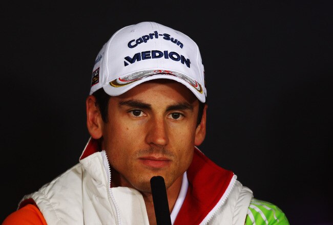 NURBURG, GERMANY - JULY 21:  Adrian Sutil of Germany and Force India attends the drivers press conference during previews to the German Formula One Grand Prix at the Nurburgring on July 21, 2011 in Nurburg, Germany.  (Photo by Clive Mason/Getty Images)