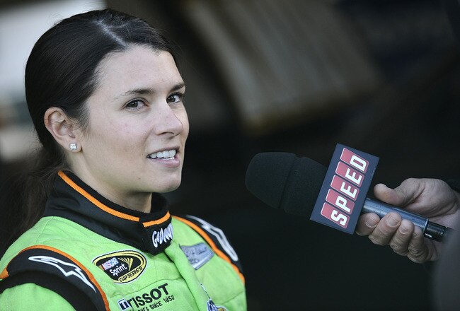 DAYTONA BEACH, FL - JANUARY 13:  Danica Patrick, driver of the #10 GoDaddy.com Chevrolet, speaks with the media during Daytona Preseason Thunder at Daytona International Speedway on January 13, 2012 in Daytona Beach, Florida.  (Photo by Jared C. Tilton/Getty Images for NASCAR)