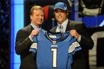 NEW YORK - APRIL 25:  NFL Commissioner Roger Goodell stands with Detroit Lions #1 draft pick Matthew Stafford at  Radio City Music Hall for the 2009 NFL Draft on April 25, 2009 in New York City  (Photo by Jeff Zelevansky/Getty Images)