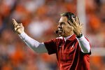 AUBURN, AL - NOVEMBER 26:  Head coach Nick Saban of the Alabama Crimson Tide yells to his defense against the Auburn Tigers at Jordan-Hare Stadium on November 26, 2011 in Auburn, Alabama.  (Photo by Kevin C. Cox/Getty Images)