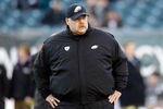 PHILADELPHIA, PA - DECEMBER 18: Head coach Andy Reid of the Philadelphia Eagles watches the Eagles warm up before the start of their game against the New York Jets  at Lincoln Financial Field on December 18, 2011 in Philadelphia, Pennsylvania.  (Photo by Rob Carr/Getty Images)