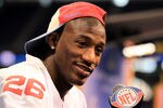INDIANAPOLIS, IN - JANUARY 31:  Antrel Rolle #26 of the New York Giants answers question from the media during Media Day ahead of Super Bowl XLVI against the New England Patriots at Lucas Oil Stadium on January 31, 2012 in Indianapolis, Indiana.  (Photo by Scott Halleran/Getty Images)