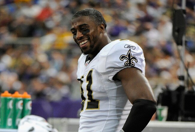 MINNEAPOLIS, MN - DECEMBER 18: Roman Harper #41 of the New Orleans Saints stands on the bench during the game against the Minnesota Vikings on December 18, 2011 at Mall of America Field at the Hubert H. Humphrey Metrodome in Minneapolis, Minnesota. The Saints defeated the Vikings 42-20. (Photo by Hannah Foslien/Getty Images)