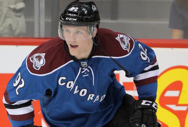 DENVER, CO - NOVEMBER 23:  Gabriel Landeskog #92 of the Colorado Avalanche warms up prior to facing the Vancouver Canucks at the Pepsi Center on November 23, 2011 in Denver, Colorado. The Canucks defeated the Avalanche 3-0.  (Photo by Doug Pensinger/Getty Images)
