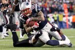 FOXBORO, MA - JANUARY 22:   Aaron Hernandez #81 of the New England Patriots in action against the Baltimore Ravens during their AFC Championship Game at Gillette Stadium on January 22, 2012 in Foxboro, Massachusetts.  (Photo by Jim Rogash/Getty Images)