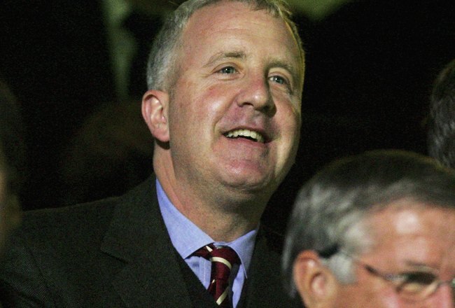 SCUNTHORPE, ENGLAND - SEPTEMBER 20: Randy Lerner, the new Chairman of Aston Villa watches his new team during the Carling Cup Second round match between Scunthorpe United and Aston Villa at Glanford Park on September 20, 2006 in Scunthorpe, England. (Photo by Matthew Lewis/Getty Images)