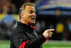 ATLANTA, GA - DECEMBER 3: Head Coach Mark Richt of the Georgia Bulldogs disputes a call against the LSU Tigers during the SEC Championship Game at the Georgia Dome on December 3, 2011 in Atlanta, Georgia. Photo by Scott Cunningham/Getty Images)